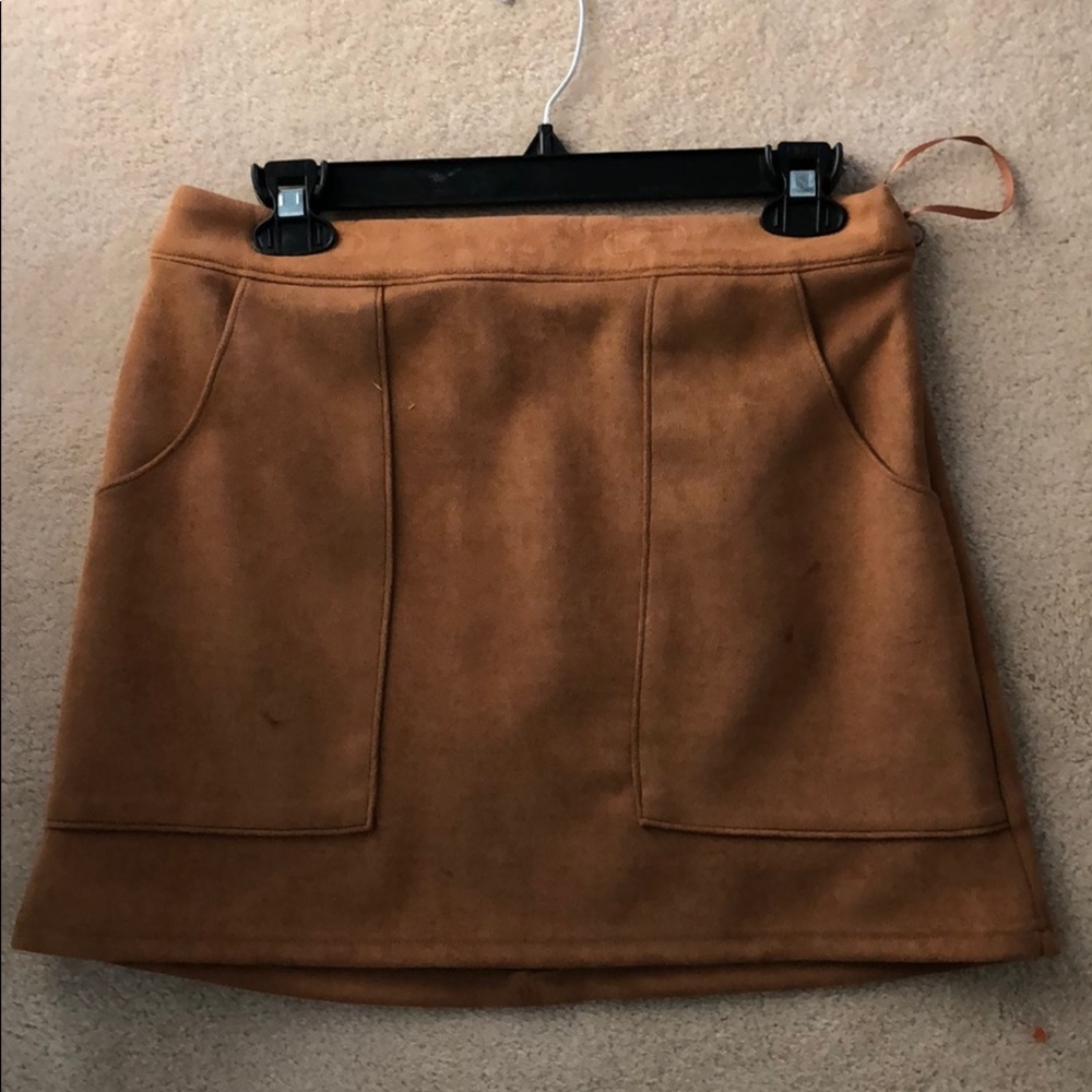 Camel Suede Skirt, Medium